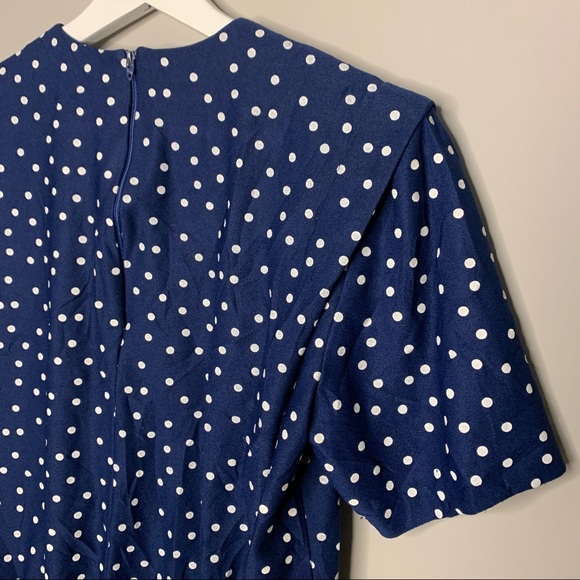 Vintage Navy Polka Dot Blouse - Picture 3 of 7